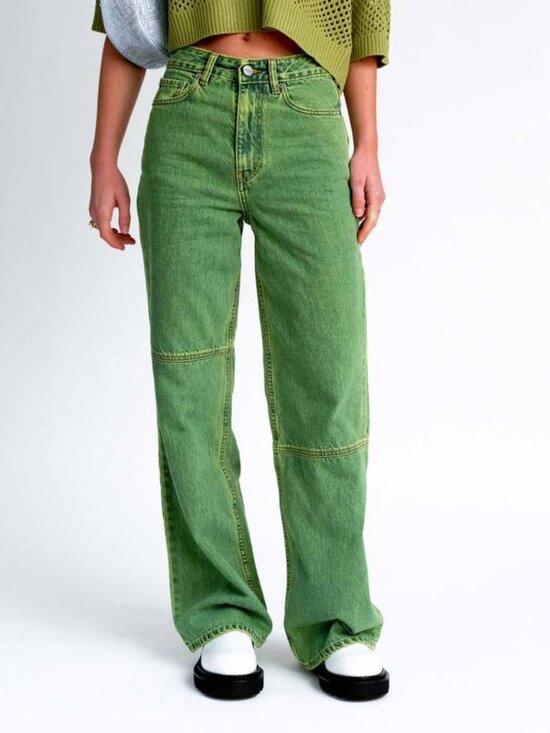 Ganni Denim - Ganni Magny Overdyed Bleach Denim in Lime Punch Size 28